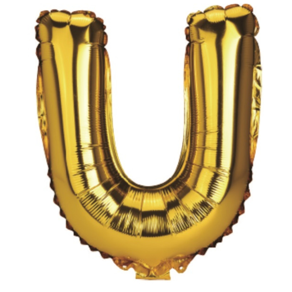 Balon party, folie metalizata auriu, 80 cm, litera U