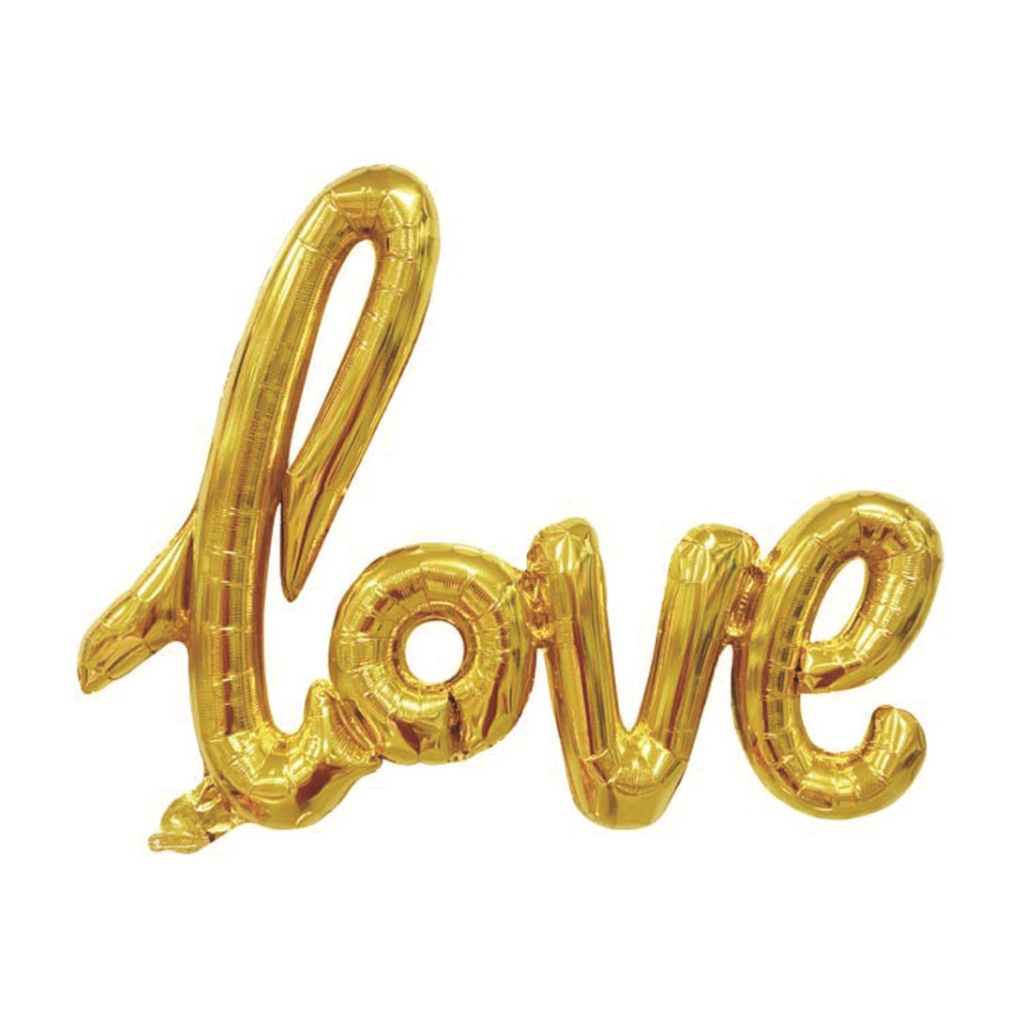 Balon party, folie metalizata auriu, 102x65 cm, love