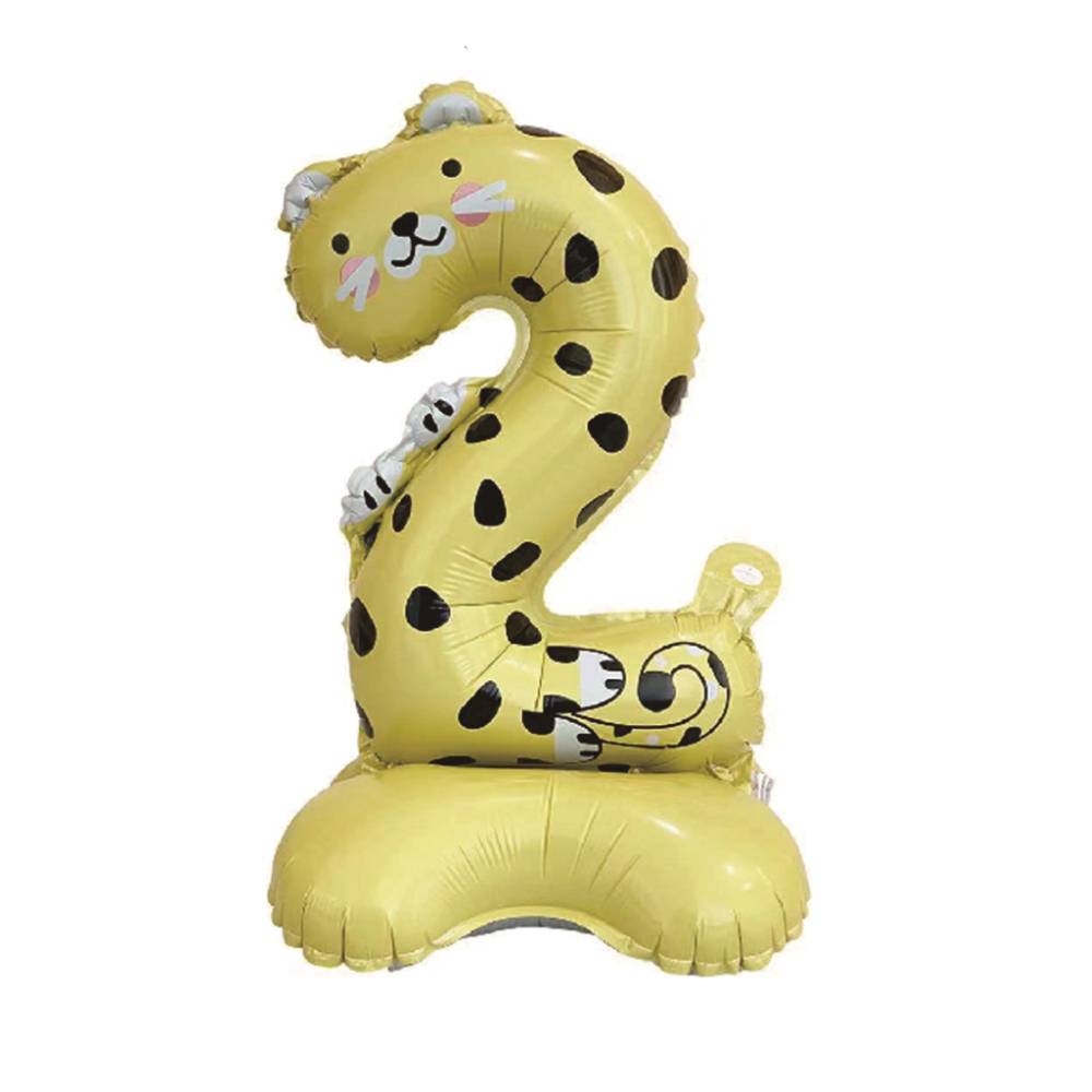 Balon party folie metalizata, galben, 55x35 cm, jaguar, cifra 2