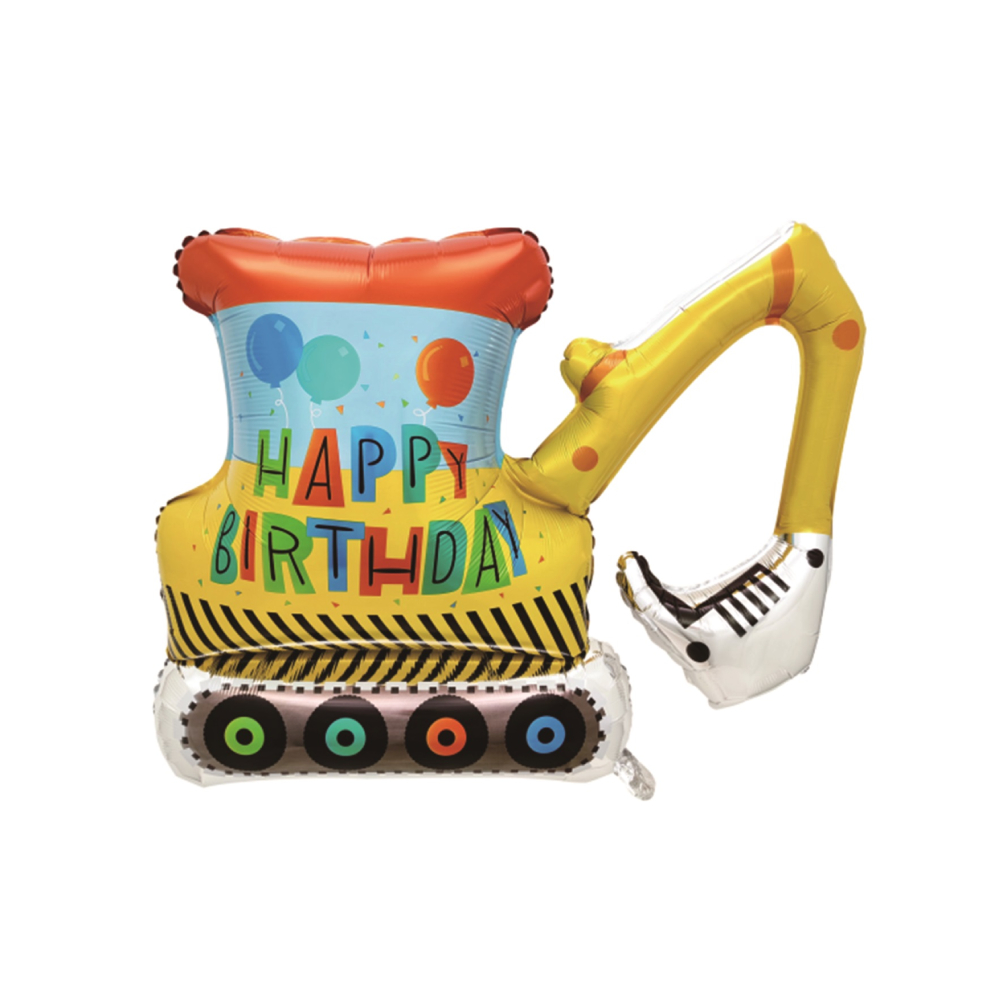 Balon party folie metalizata, multicolor, 100 x 81 cm, excavator, PPLM0878