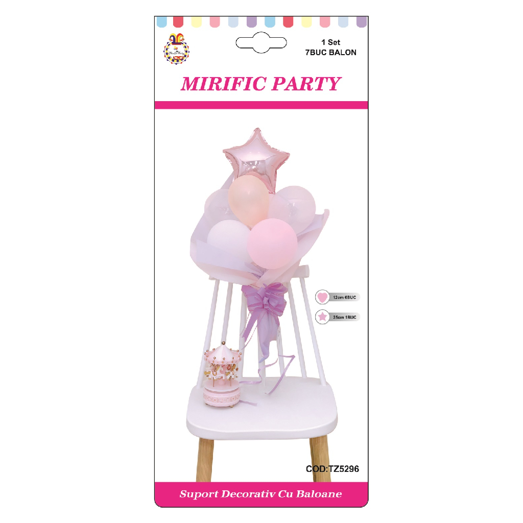 Balon party, folie metalizata multicolor, TZ5296, buchet, stea, 25x12 cm