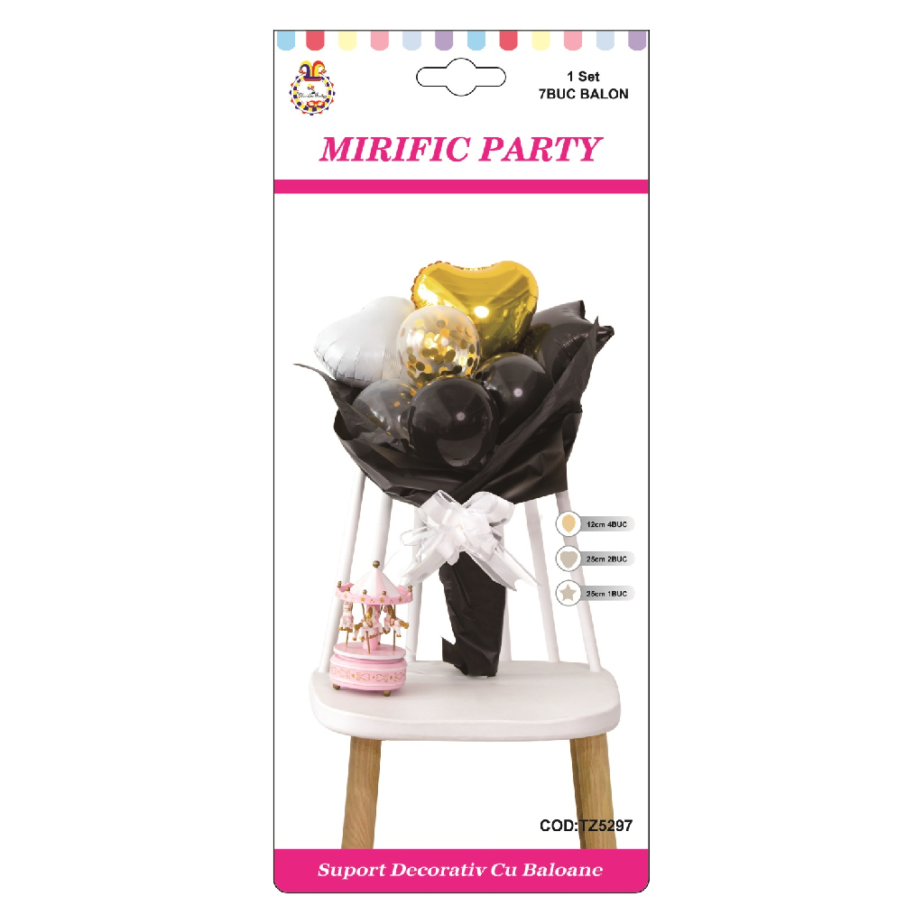 Balon party, folie metalizata multicolor, TZ5297, buchet, inima, 25x12 cm