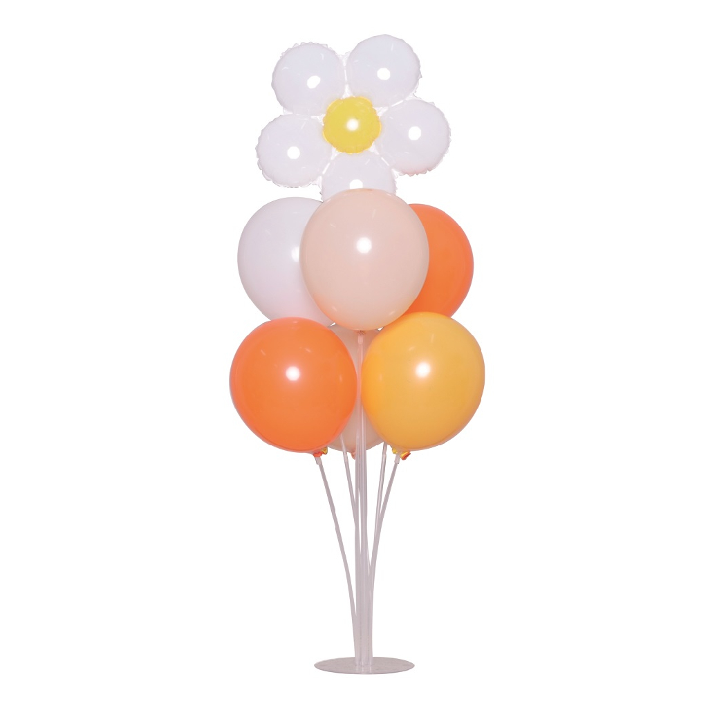 Set suport 7 baloane, portocaliu, alb, 70 cm, TZ5318
