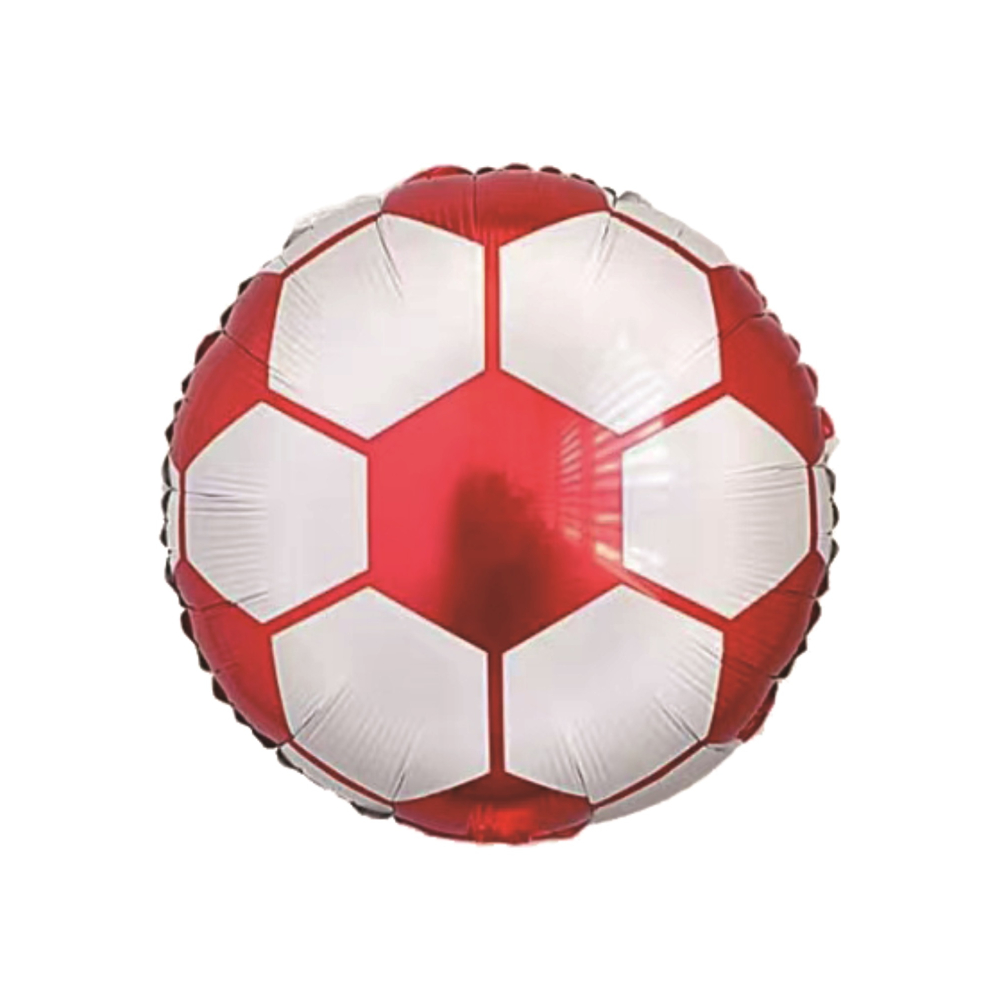 Balon party folie metalizata rosu, alb, 45 cm, minge fotbal, PPLM0915