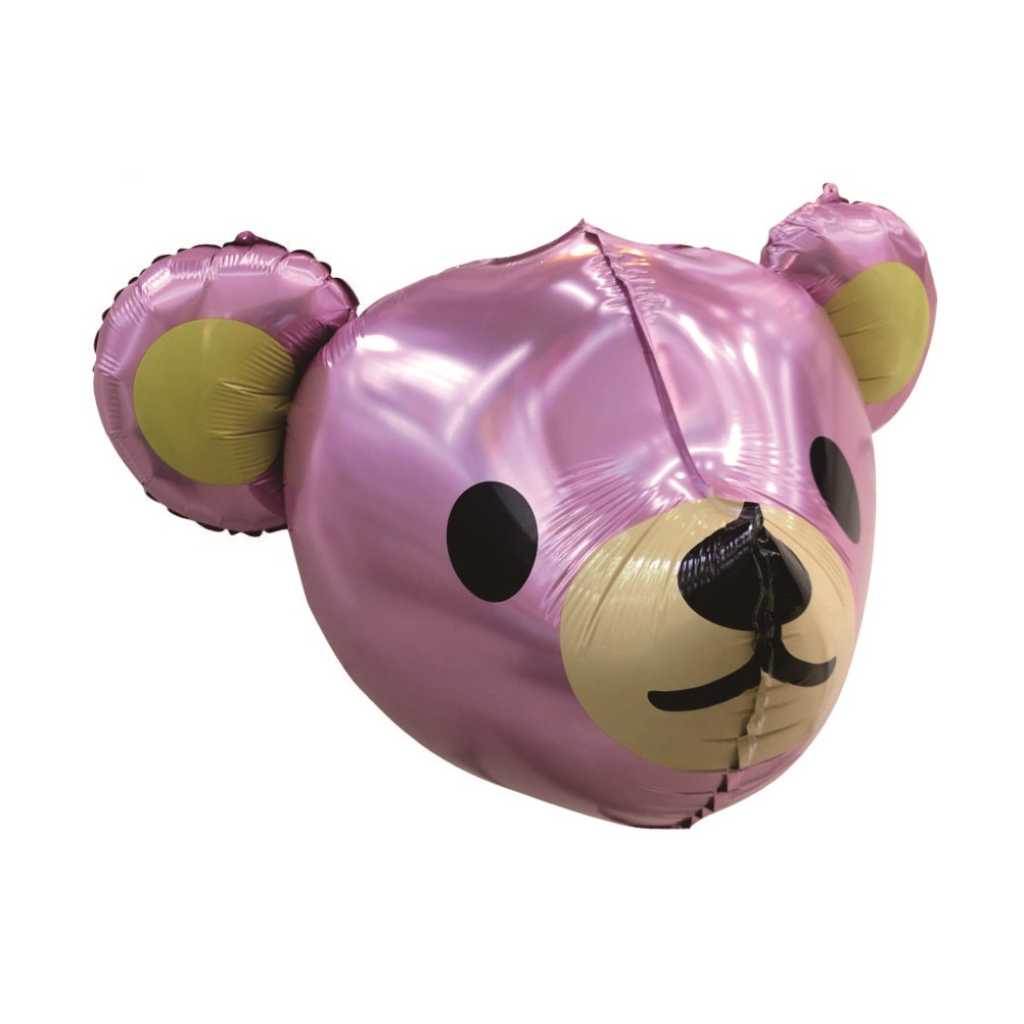 Balon party, folie metalizata roz, 64x62 cm, ursulet