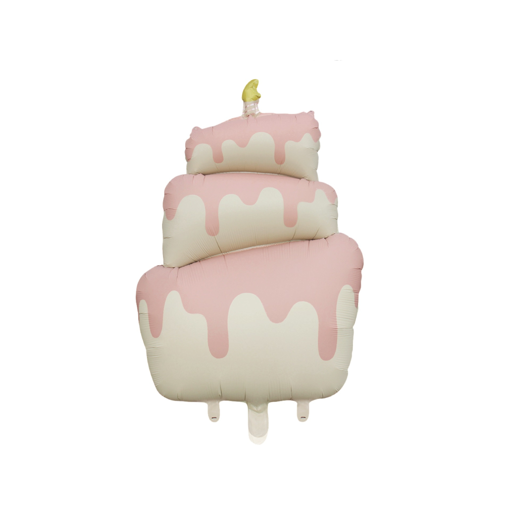 Balon party folie metalizata roz, alb, 55x96 cm, tort, PPLM0904