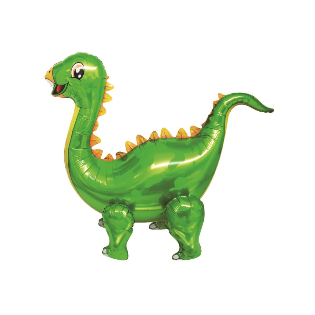 Balon party, folie metalizata verde, 92x57 cm, dinozaur