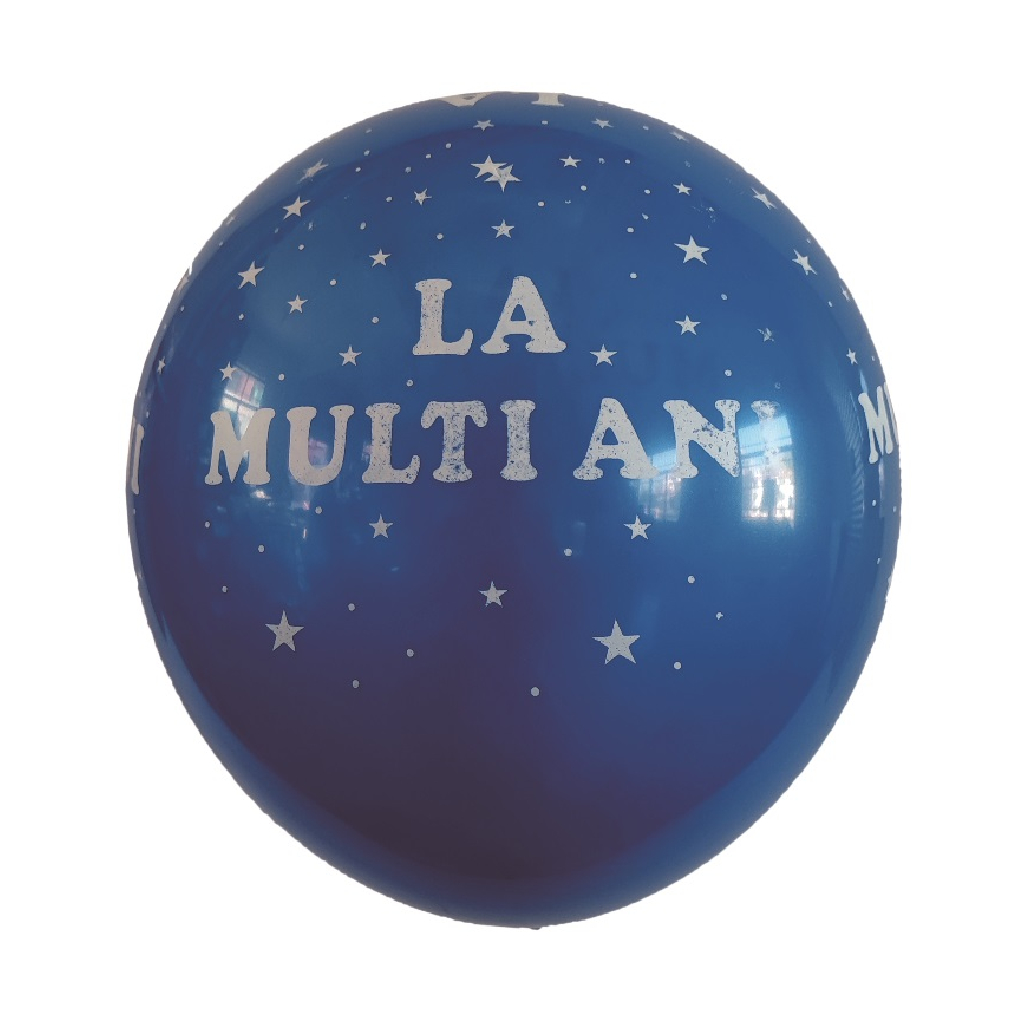 Balon party latex, albastru, stea, la multi ani, 30 cm, 20 buc
