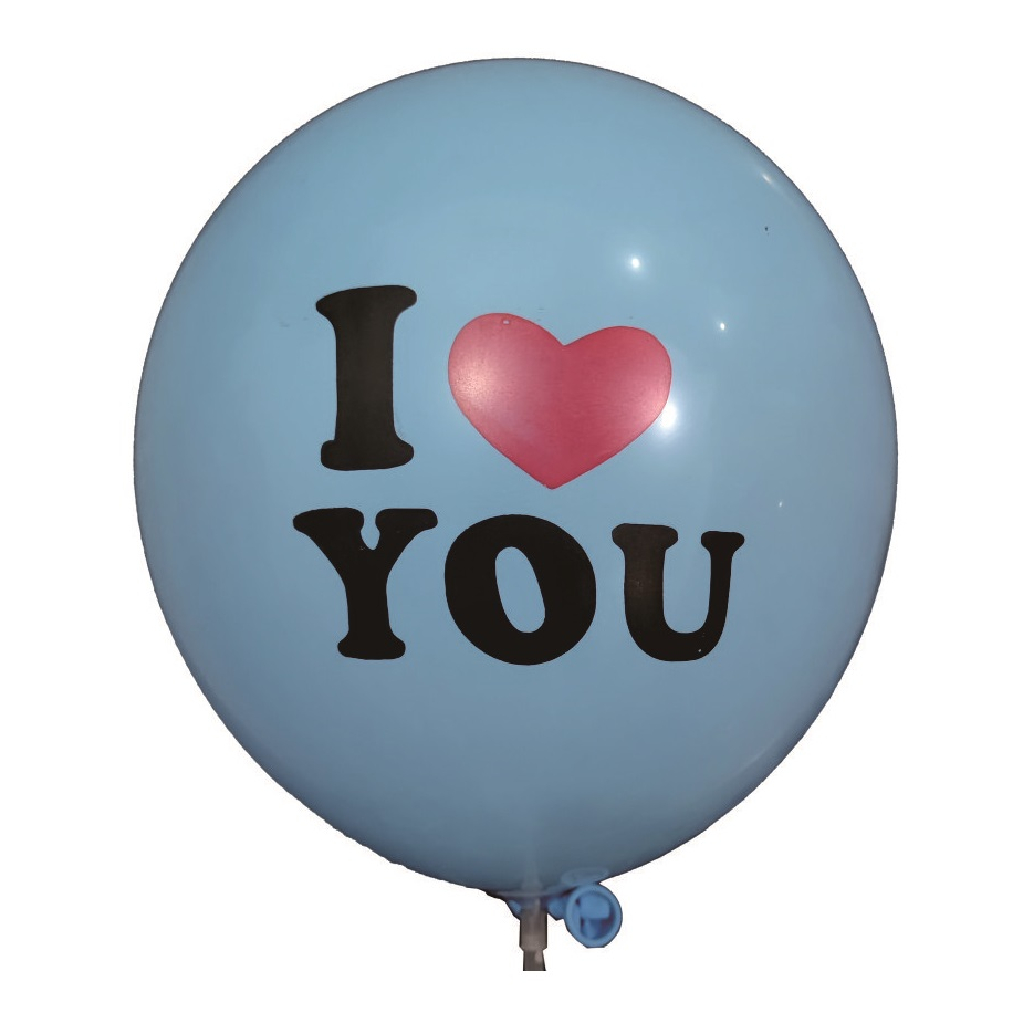 Balon party latex, albastru, negru, rosu, I love you, 30 cm, 20 buc