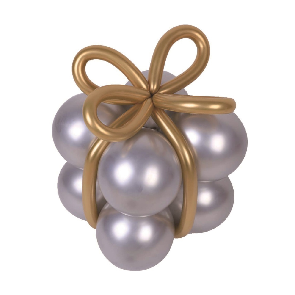 Set 12 buc. balon party latex argintiu, auriu, TZ5303, cutie cadou, 125x30x4.5 cm