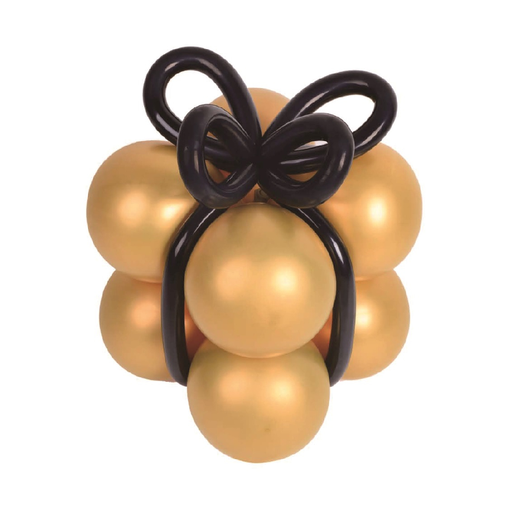 Set 12 buc. balon party latex auriu, negru, TZ5302, cutie cadou, 125x30x4.5 cm