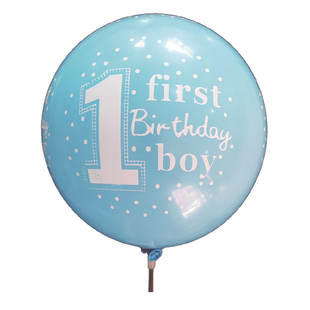 Balon party latex, albastru, 1 first birthday boy, 30 cm, 20 buc