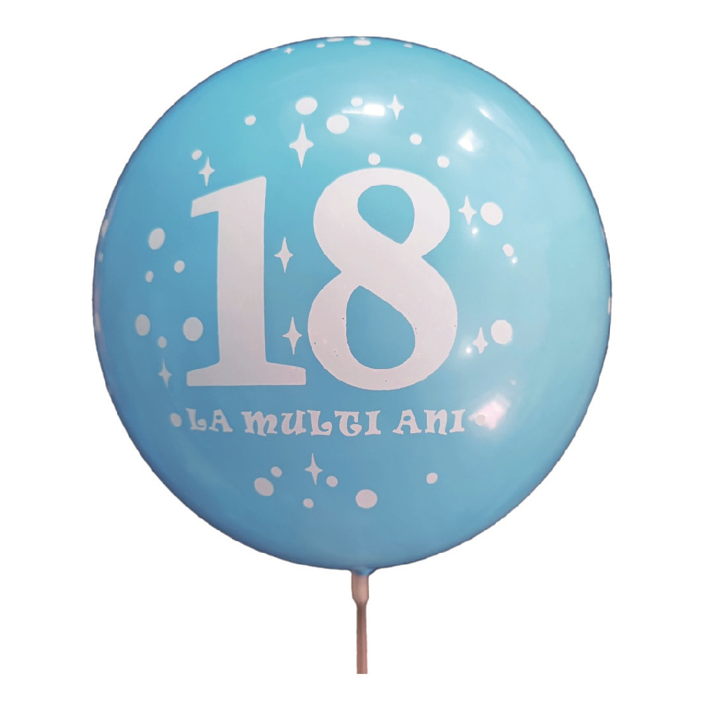 Balon party latex, albastru, la multi ani, majorat, 18 ani, 30 cm, 20 buc