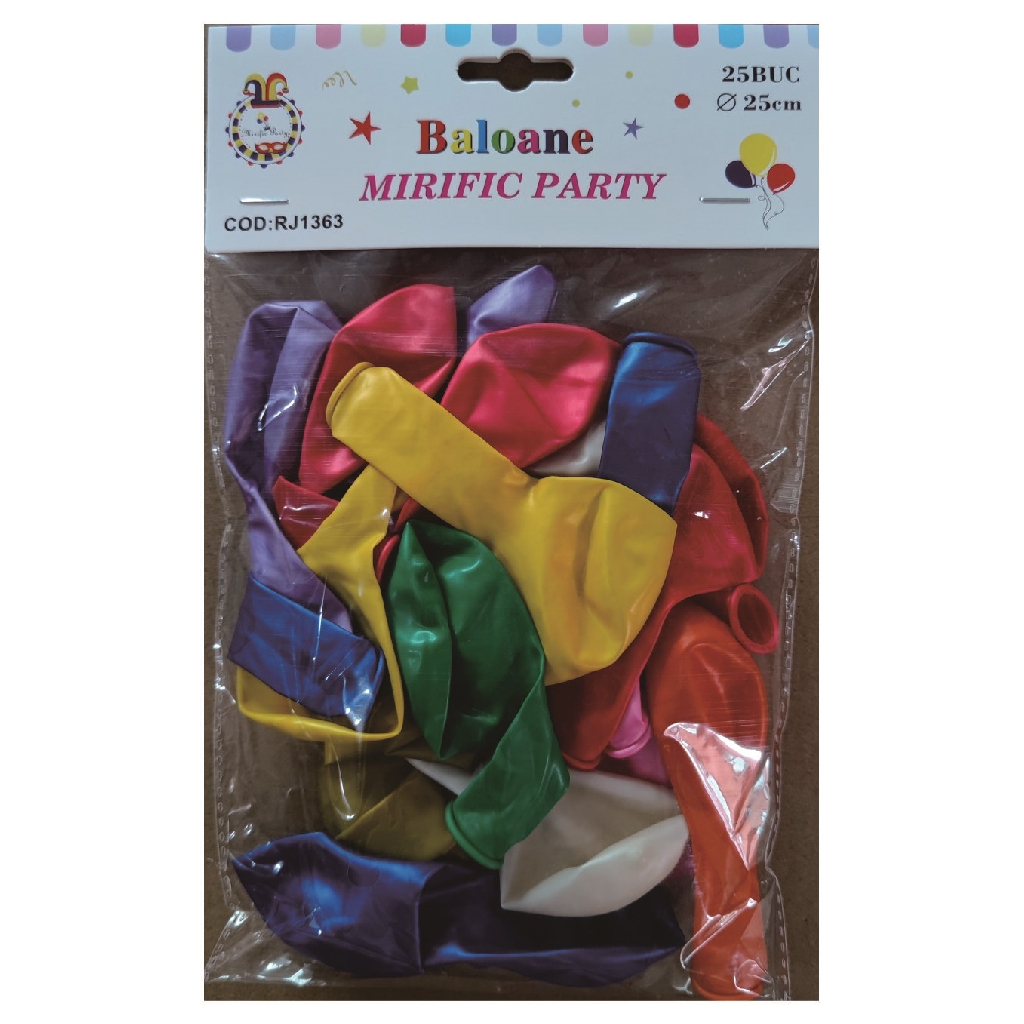 Balon party latex, diverse culori, RJ1363, 25 cm, 25 buc