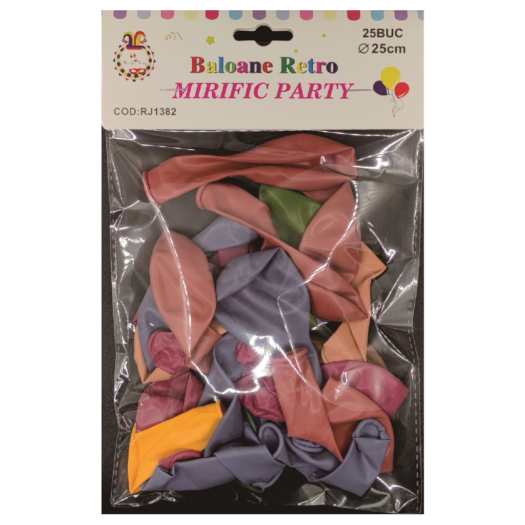 Balon party latex, diverse culori, RJ1382, 25 cm, 25 buc
