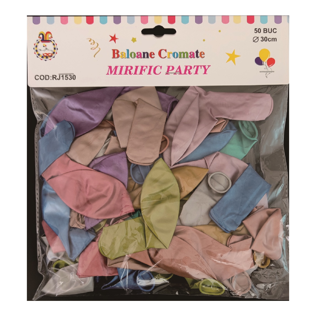 Balon party latex, diverse culori, RJ1530, 30 cm, 50 buc