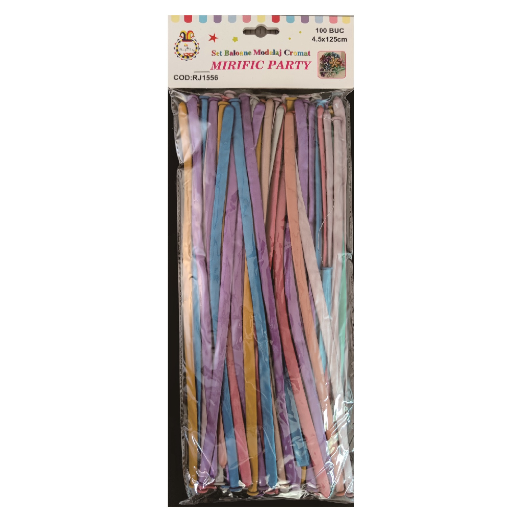 Balon party latex, diverse culori, RJ1556, 125x4.5 cm, 100 buc
