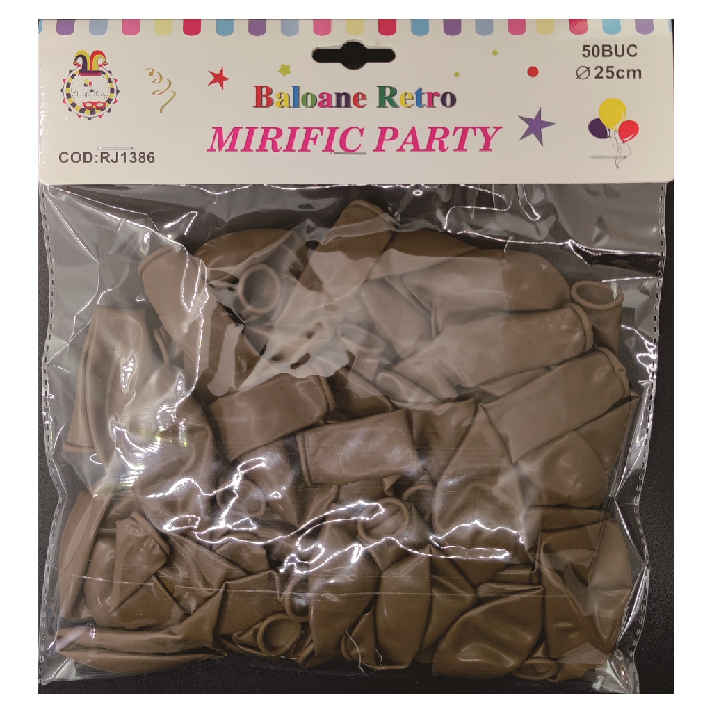 Balon party latex, maro, 25 cm, 50 buc