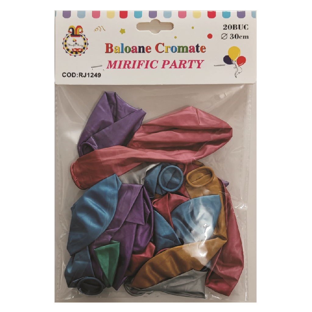 Balon party latex multicolor, 30 cm, 20 buc