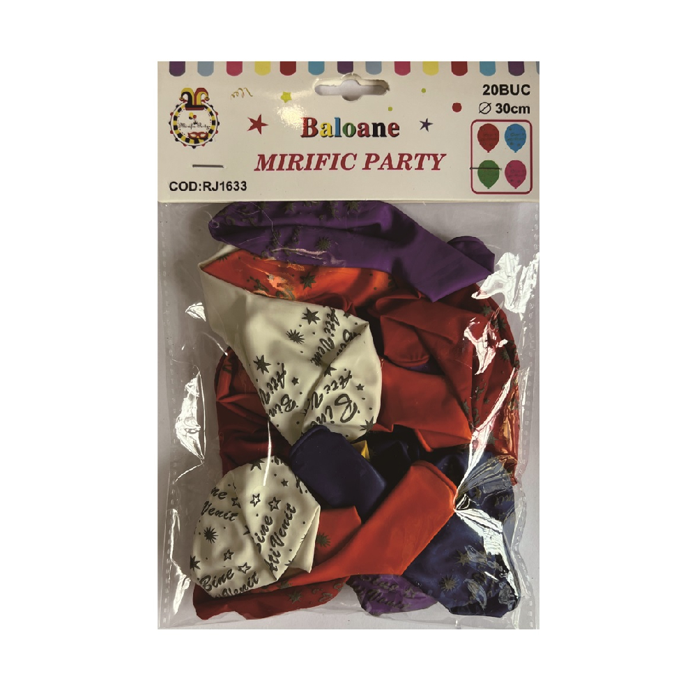 Balon party latex multicolor, bine ati venit, 30 cm, 20 buc, PPRJ1633