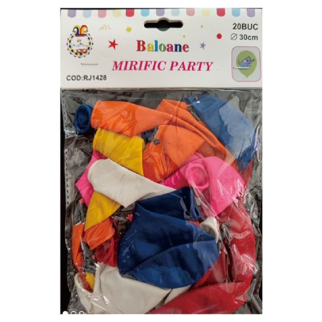 Balon party latex, multicolor, elefant, 30 cm, 20 buc