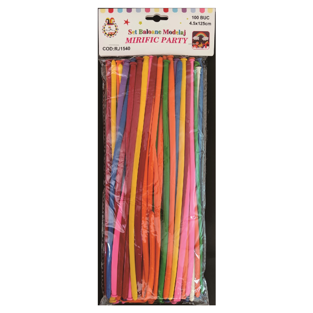 Balon party latex multicolor, RJ1540, 125x4.5 cm, 100 buc