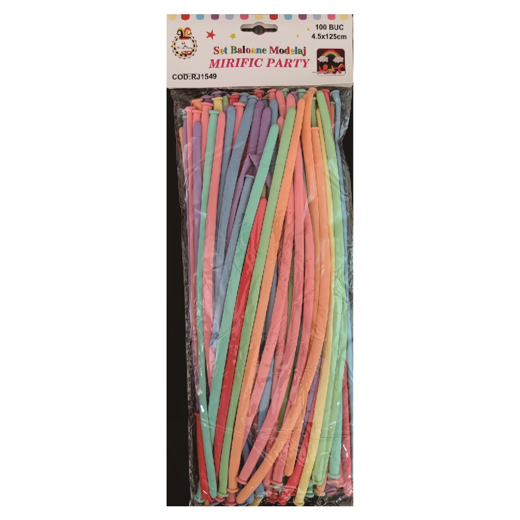 Balon party latex multicolor, RJ1549, 125x4.5 cm, 100 buc