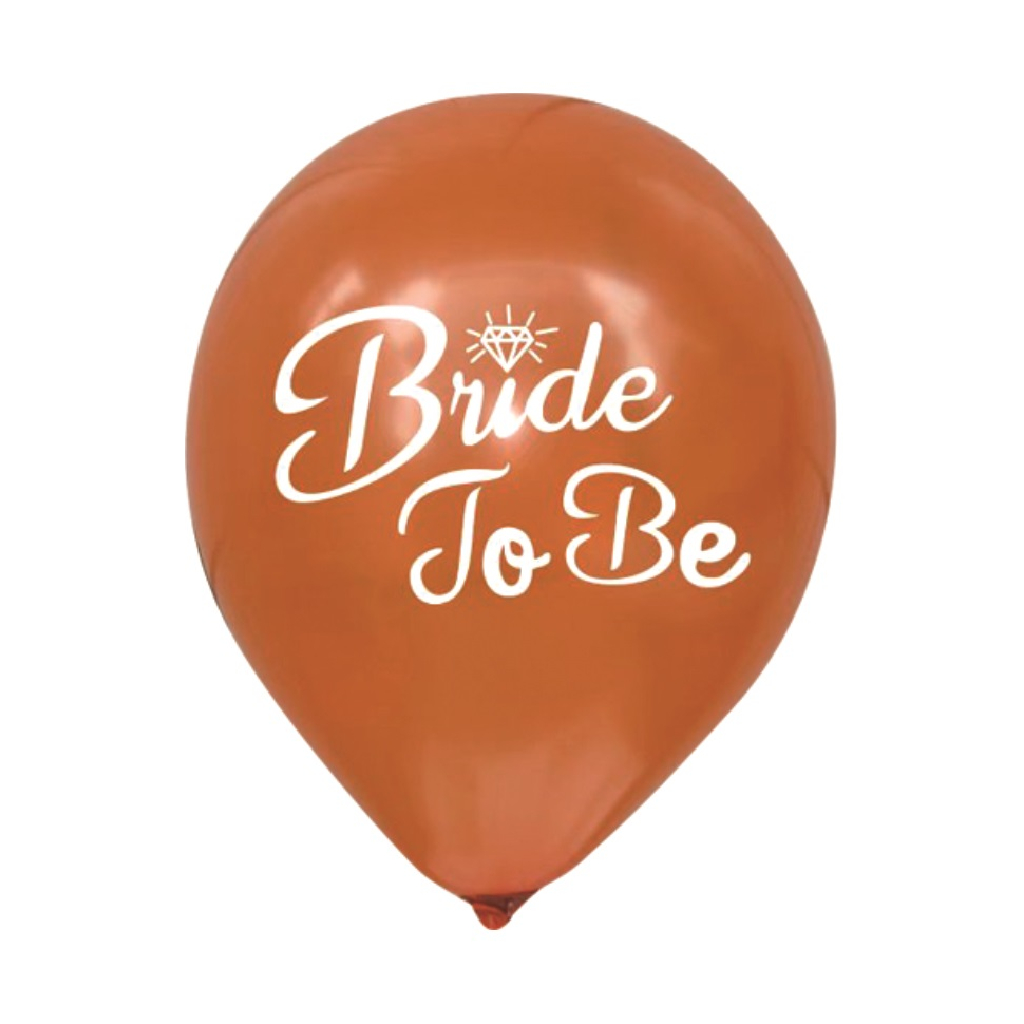 Balon party latex portocaliu, alb, bride to be, 30 cm, 20 buc