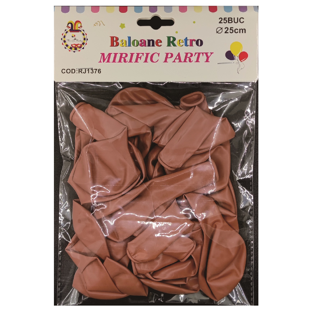 Balon party retro, latex, portocaliu deschis, 25 cm, 25 buc