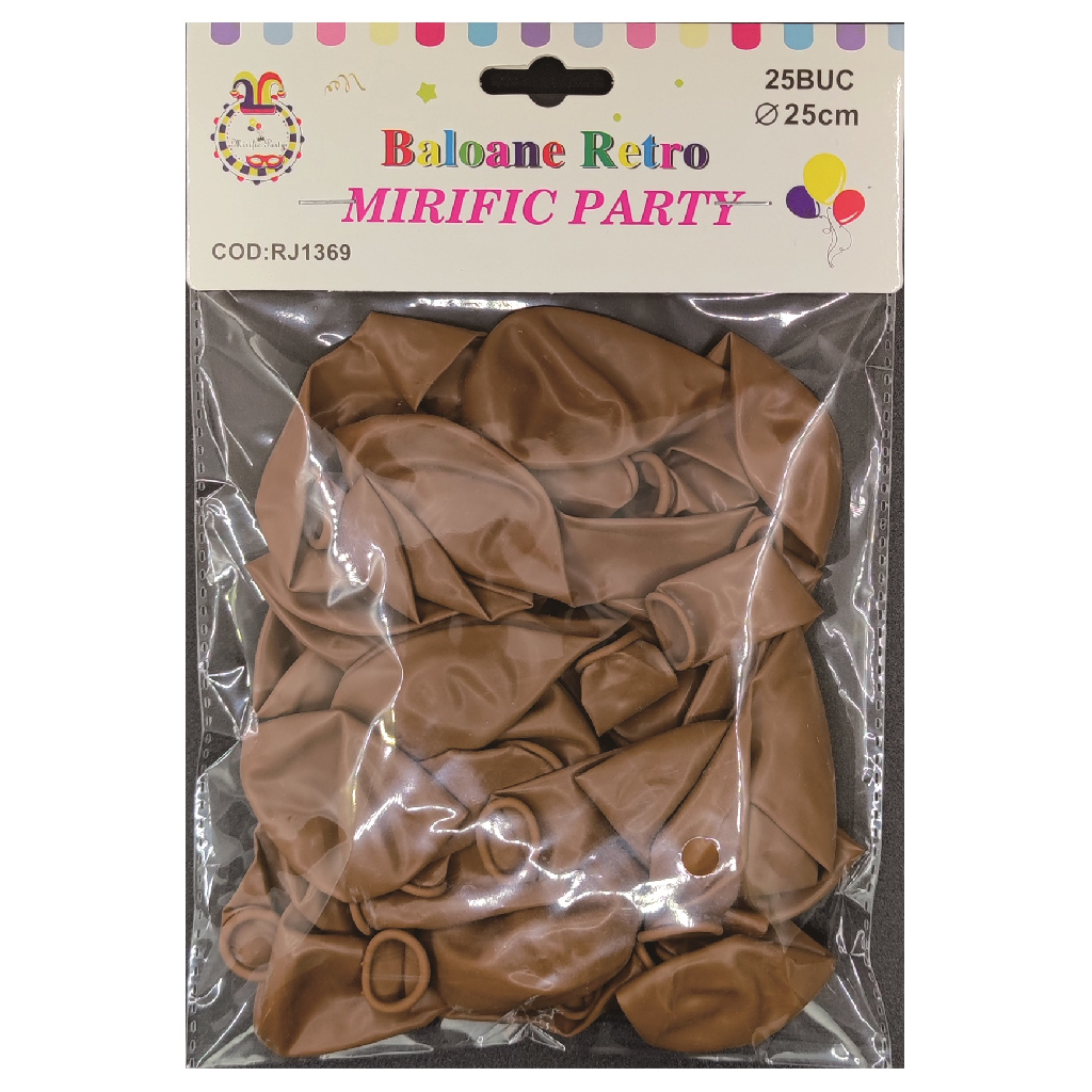 Balon party retro, latex, portocaliu, 25 cm, 25 buc