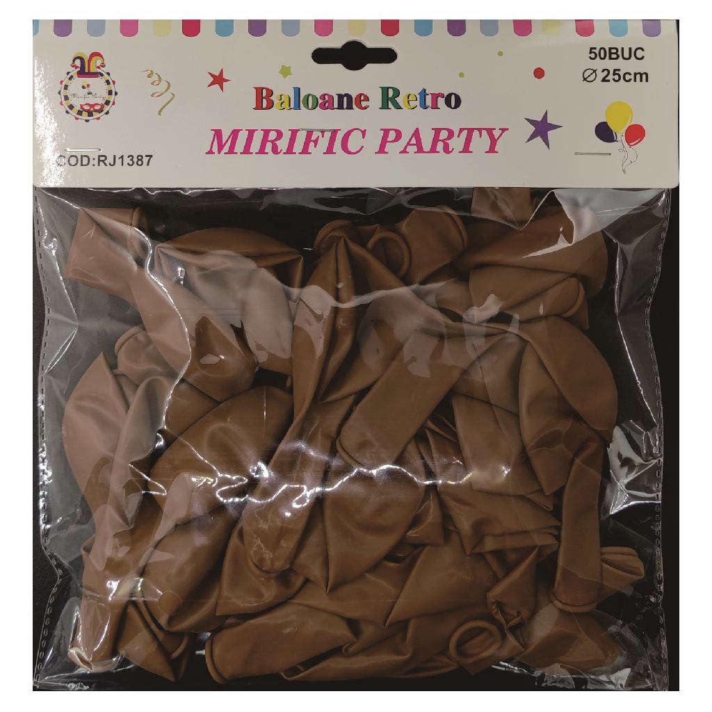 Balon party latex, portocaliu, 25 cm, 50 buc