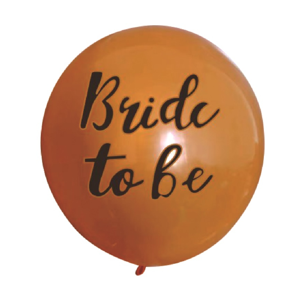 Balon party latex portocaliu, negru, bride to be, 30 cm, 20 buc