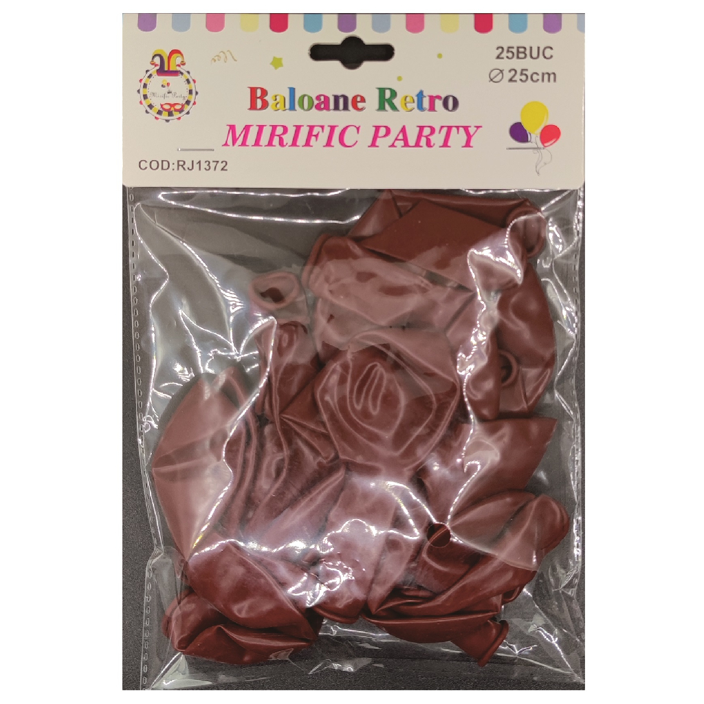 Balon party retro, latex, rosu, 25 cm, 25 buc