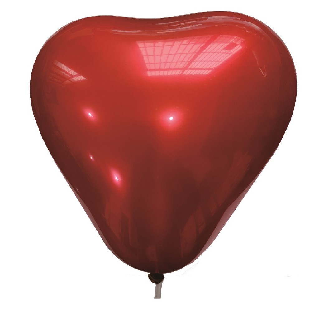 Balon party latex, rosu, galben, inima, 25 cm, 20+20 buc