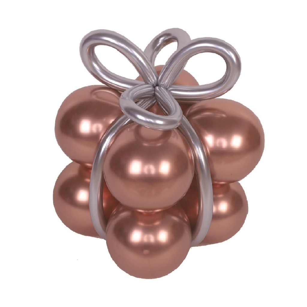 Set 12 buc. balon party latex roz coral, argintiu, TZ5305, cutie cadou, 125x30x4.5 cm