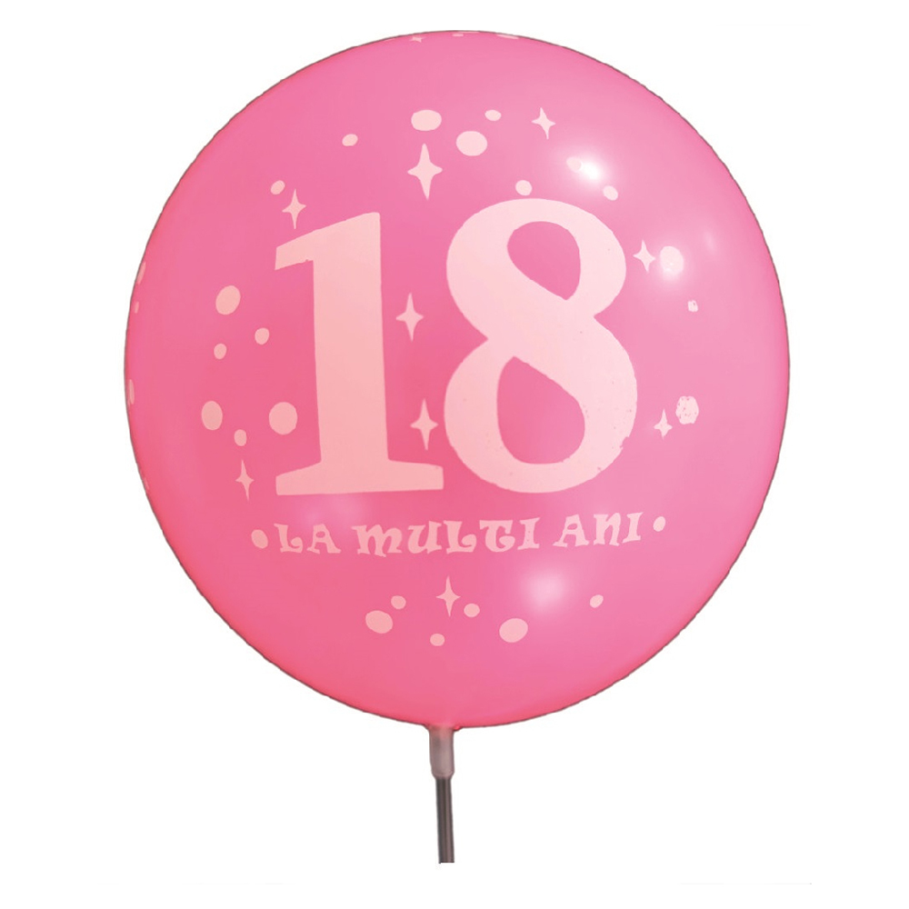 Balon party latex, roz deschis, la multi ani, majorat, 18 ani, 30 cm, 20 buc