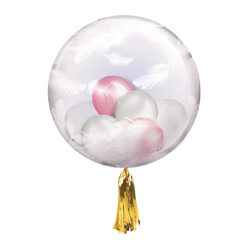 Balon party latex transparent, roz, alb, pene, 35x12.5 cm