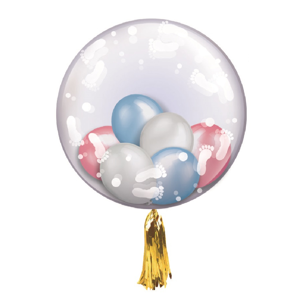 Balon party latex transparent, boy or girl, 35x12.5 cm