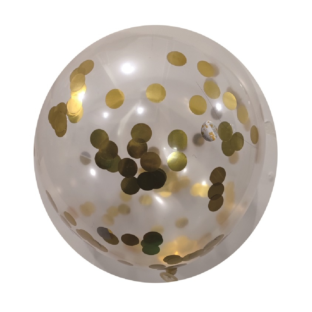 Balon party latex transparent, paiete aurii, 35 cm, 5 buc