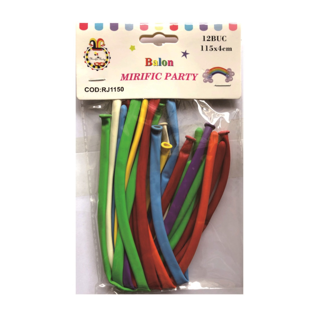 Balon party, multicolor, 115x4 cm, 12 buc