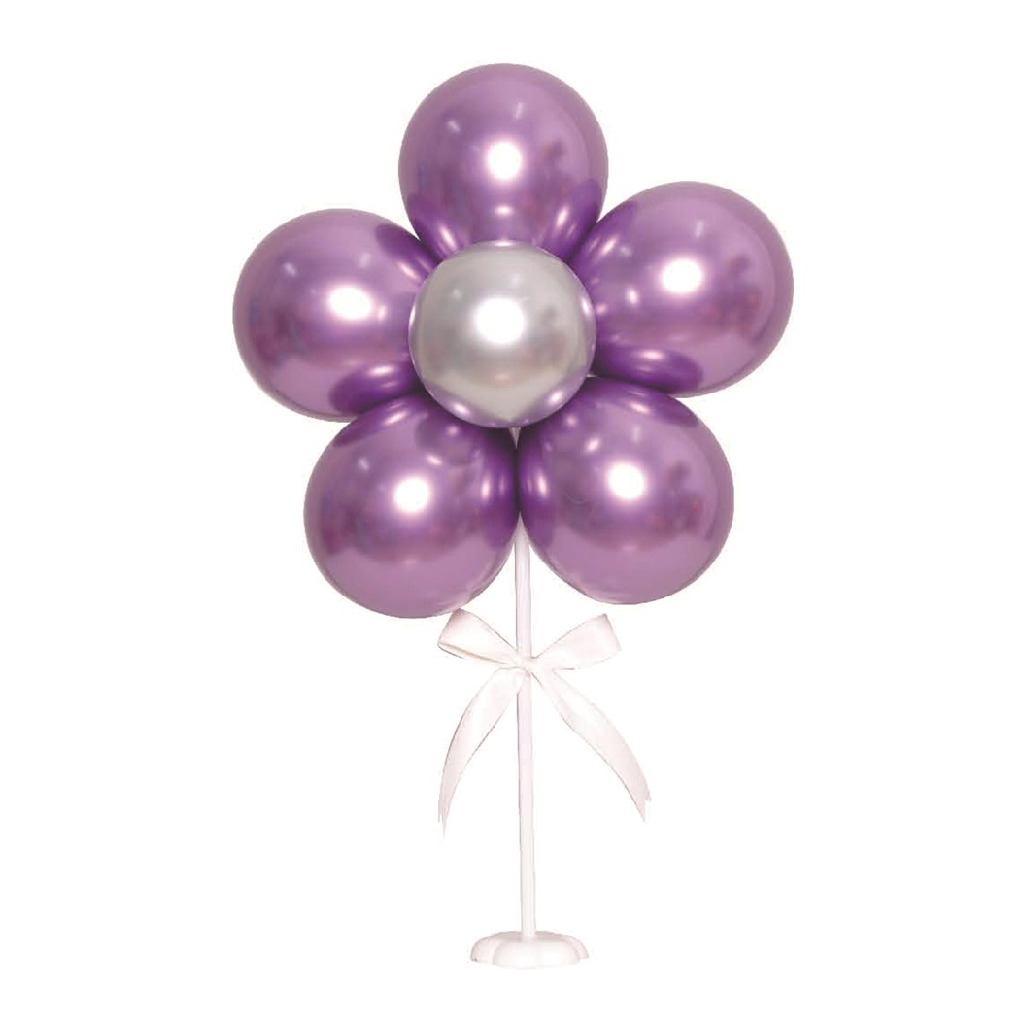 Suport baloane, violet, argintiu, floare, 40 cm, TZ5307