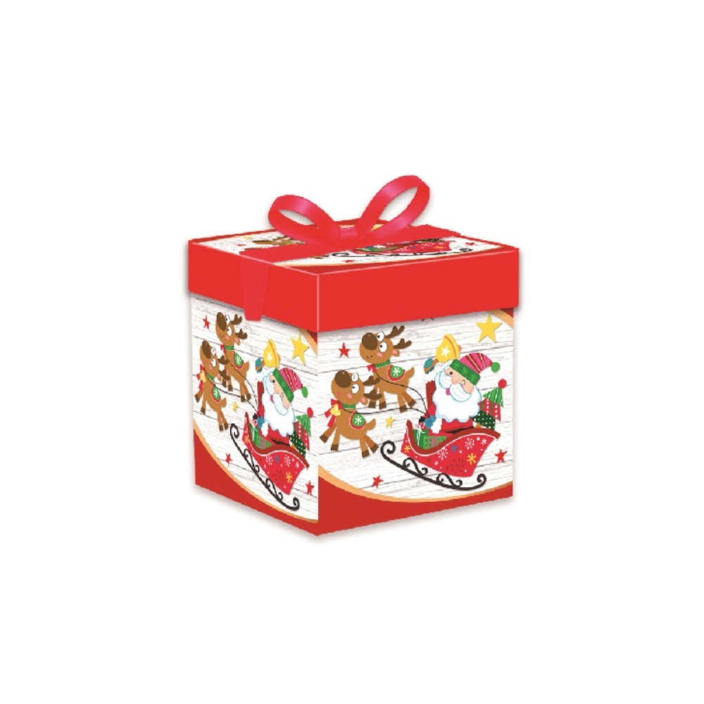 Cutie cadou multicolor, 22x22x22 cm, diverse modele, Mos Craciun