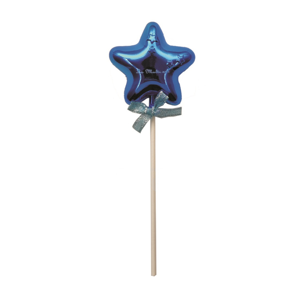 Topper albastru, 6.2x6.2 cm, stea, la multi ani