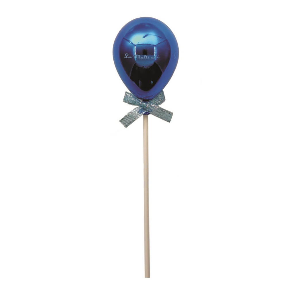 Topper albastru, 6x4.7 cm, balon, la multi ani