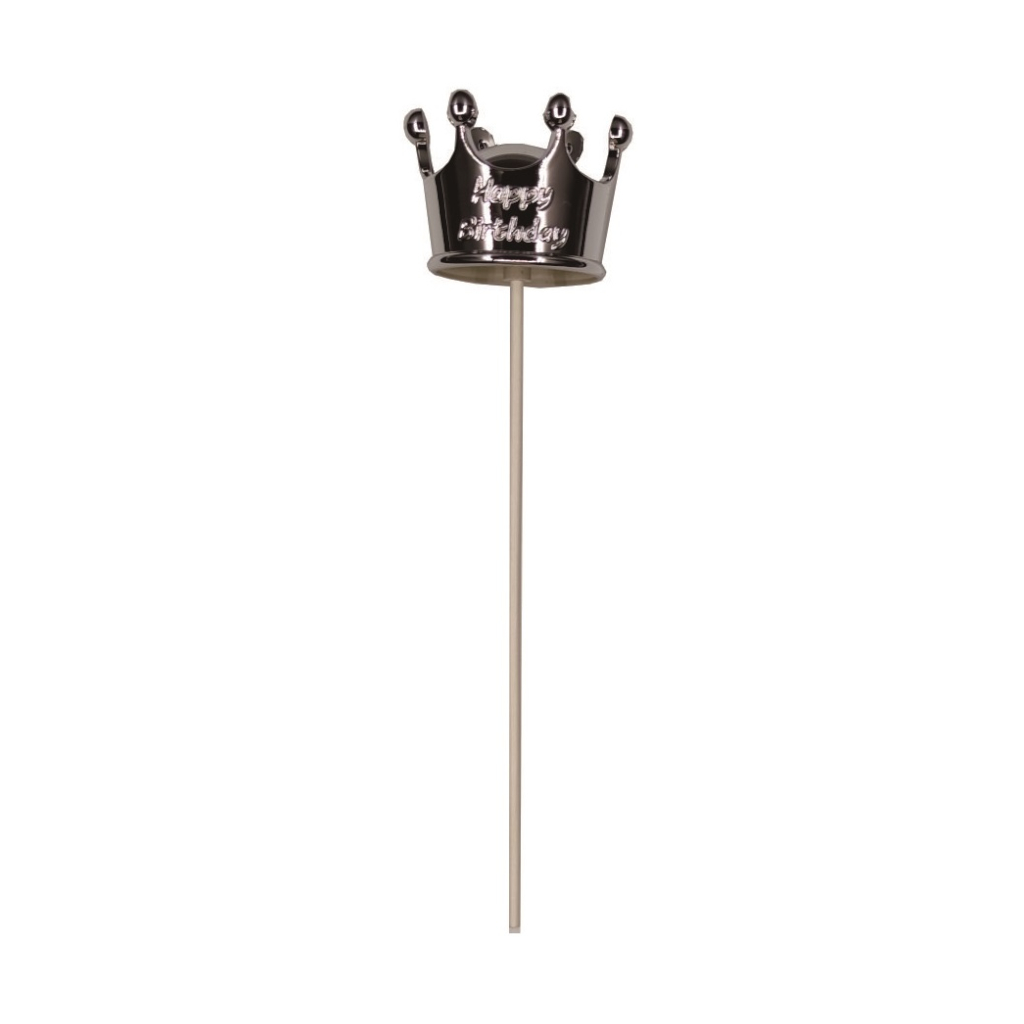 Topper argintiu, 17 cm, coroana, la multi ani
