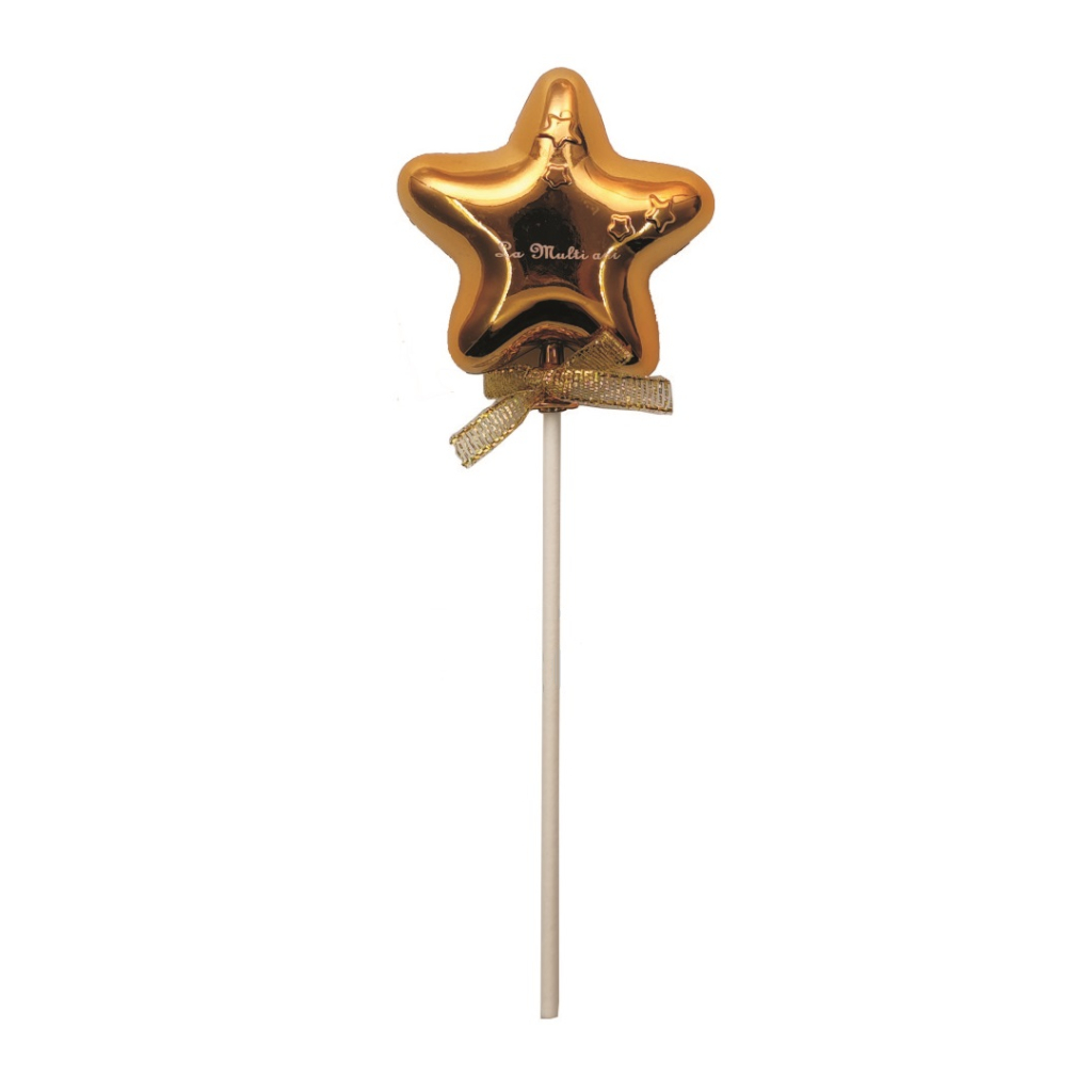 Topper auriu, 6.2x6.2 cm, stea, la multi ani