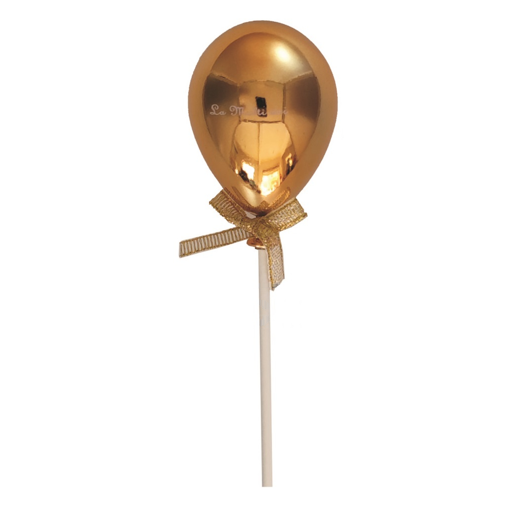 Topper auriu, 6x4.7 cm, balon, la multi ani