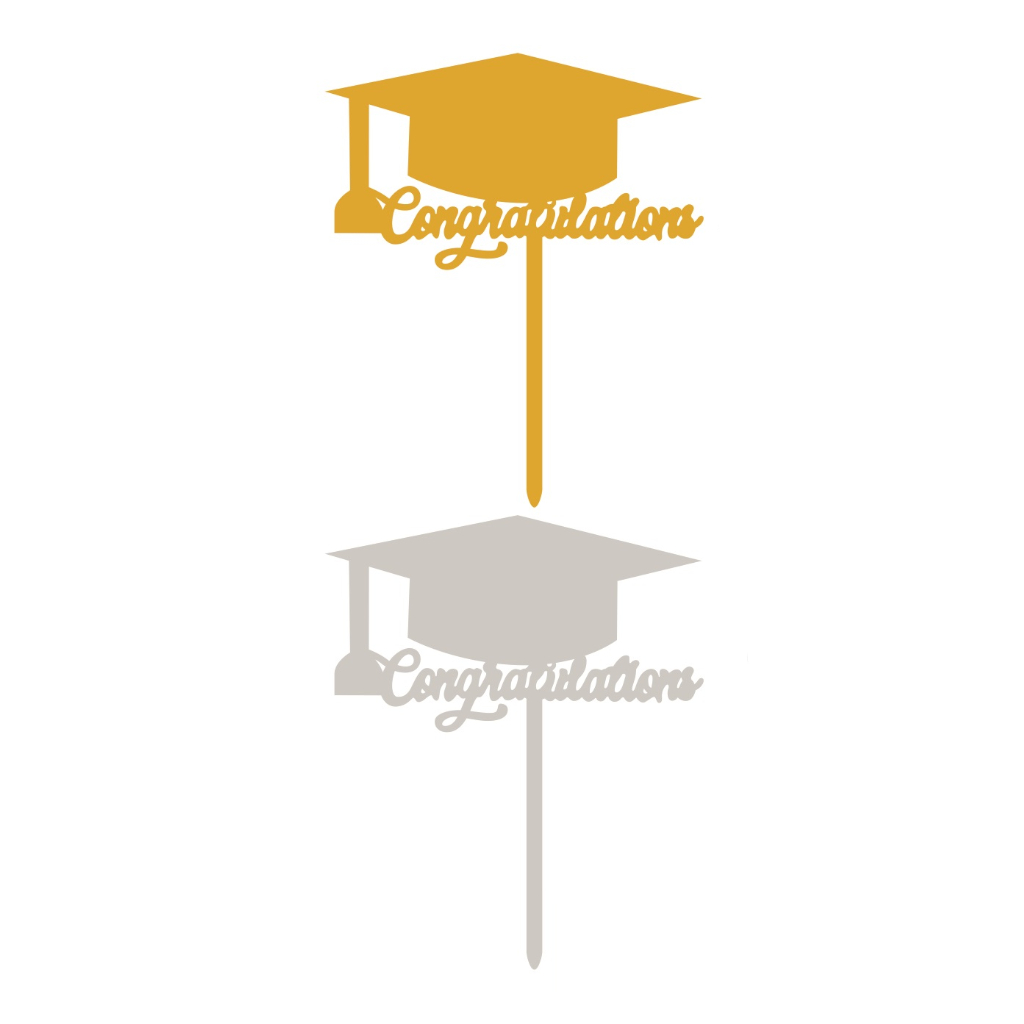 Topper auriu, argintiu, 156x130x1.5 mm, toca, absolvire, congratulations