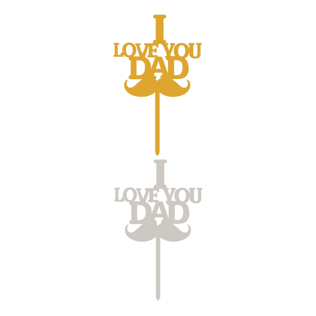 Topper auriu, argintiu, 160x100x1.5 mm, I love you dad