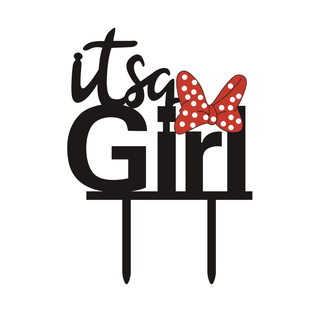 Topper negru, rosu, alb, 180x130x1.5 mm, it’s a girl